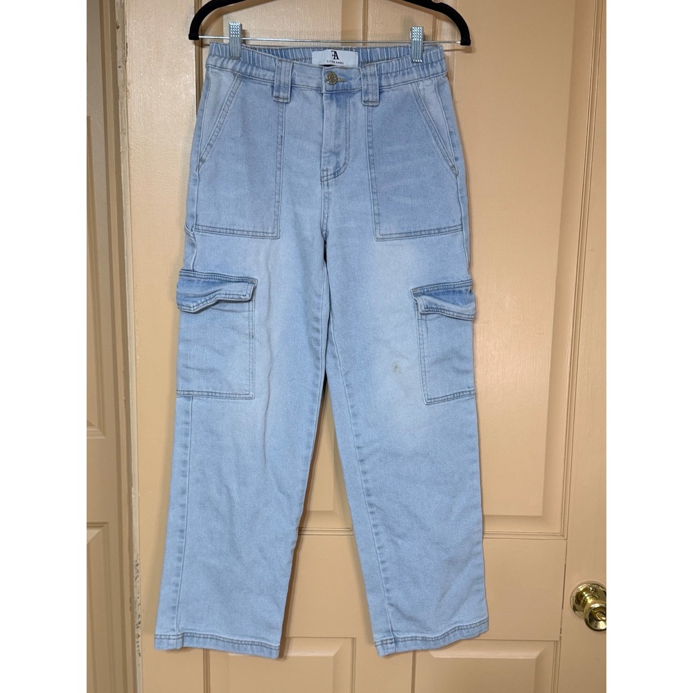 Flying Angel Light Wash Denim Cargo Pants Utility Straight Leg Size 5/27